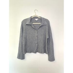 Cozy Ribbed Knit Button Front Oversize Cardigan Sweater Size Small Minimalist